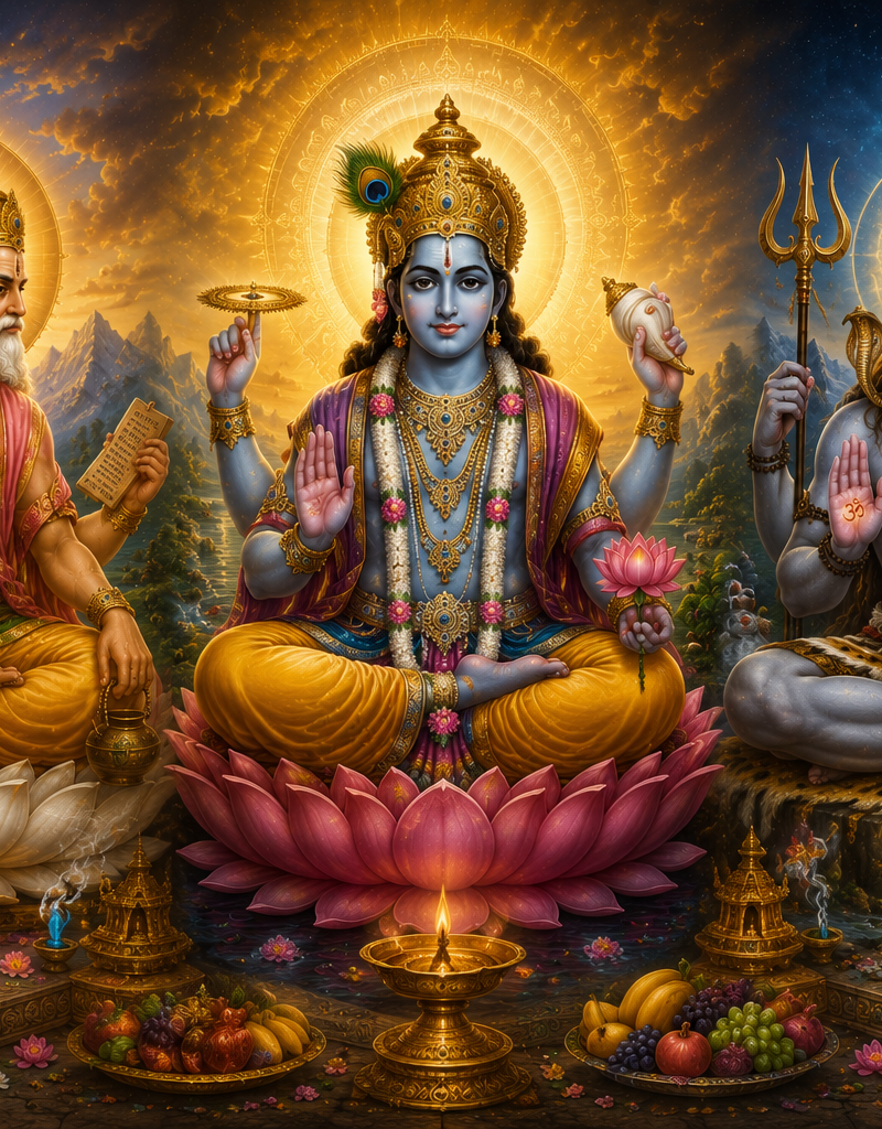 The Trimurti: Brahma, Vishnu, and Shiva — The Cosmic Trinity
